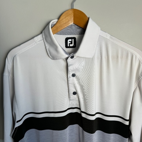 FootJoy FJ Men's Gray/White Performance Short‎ Sleeve Golf Polo Shirt Size Large - Picture 4 of 13